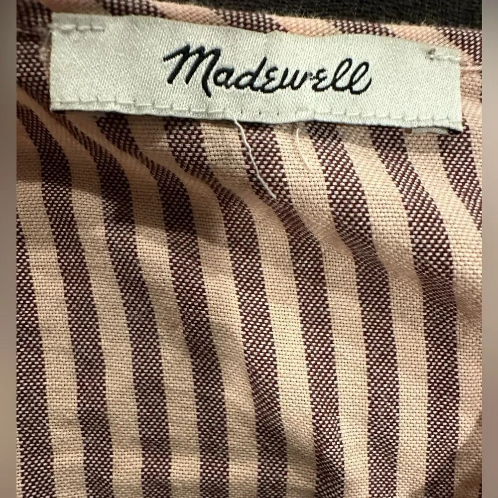 Madewell puff sleeve peplum wrap top stripe sweet tulip